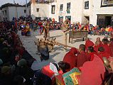Mustang Lo Manthang Tiji Festival Day 1 05-1 Masked Dancers Perform Second Dance Dorje Jono and the peacock-feather dancers went back to the King�s Palace, and soon were replaced by a set of masked dancers to perform the second dance of the Tiji Festival in Lo Manthang.